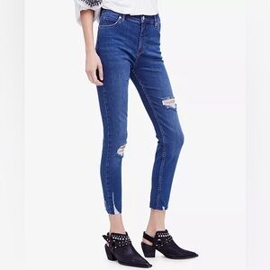 Free People Shark Bite Skinny Jeans Size 28 Medium Blue